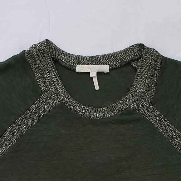Maje safari green metallic crochet linen tee - Picture 2 of 3